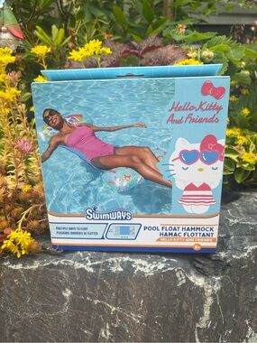 Hello Kitty And Friends Pool Float Hammock - Turquoise & Pink Accents